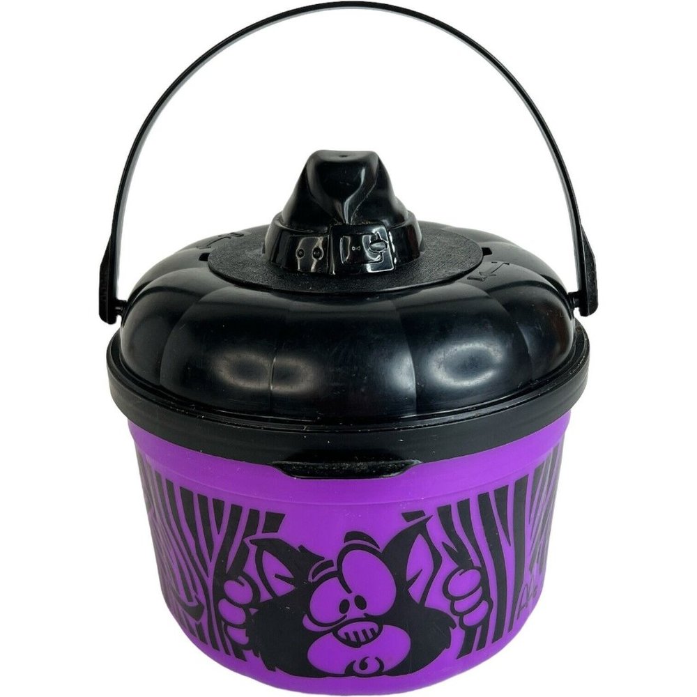 1986 McDonalds Halloween Bucket Pail‎ Purple Black Witch Trick Or Treat With Lid